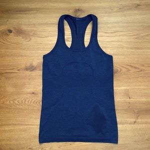 lululemon blue/black size 6 swiftly tank.